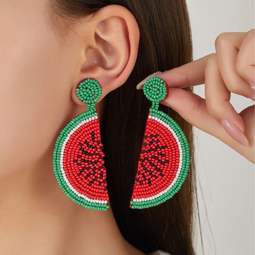 米珠耳环夏季新款彩色波西米亚手工可爱卡通耳坠欧美女长款饰品