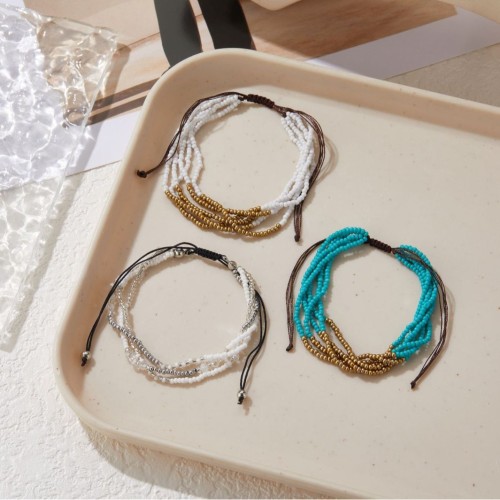 跨境新款饰品手工编织波西米亚多层彩色米珠串珠手链个性百搭气质