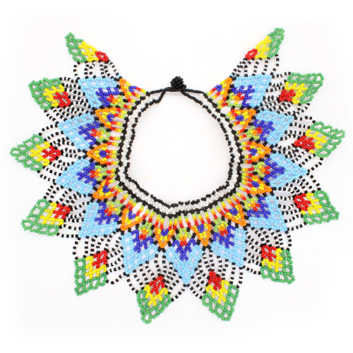 民族风复古米珠编织项链女 欧美时尚个性手工彩色锁骨链披肩项链