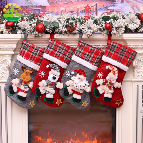 圣诞节装饰用品大号公仔礼品袋圣诞袜圣诞树挂件橱窗礼物袋糖果袜