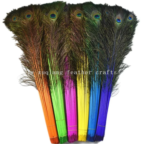 color peacock feather dyed peacock tail ornaments big eyes 25-130cm dyed peacock feather