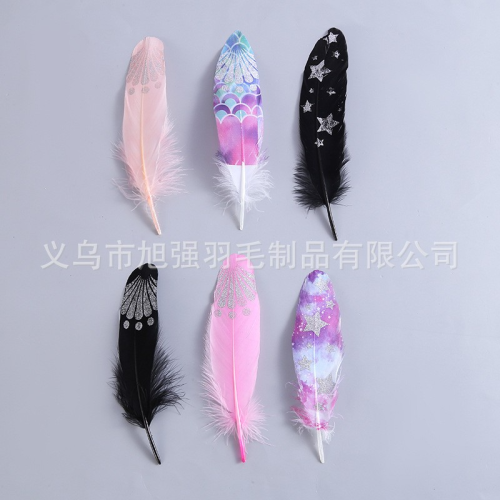 Printing Gold Spray Feather Color Big Floating Ornament Material DIY Handmade Clothing Technology Raw Material Accessories Wedding Spot