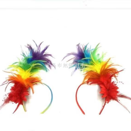 european and american color feather headdress halloween headband party carnival holiday watch performance jockey club dance hair accessories