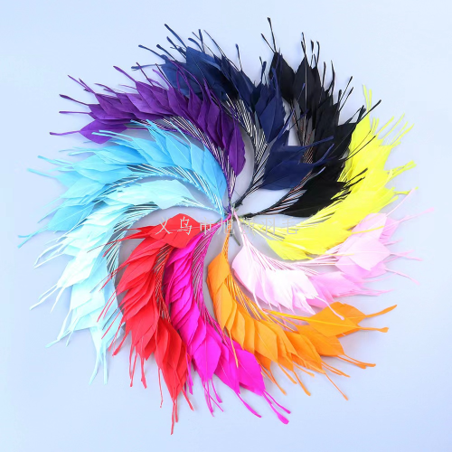 Factory in Stock Goose Feather Cut Hard Big Floating Wire Flower Corsage Headdress Peacock Silk Flower Clothing Widget DIY Crafts