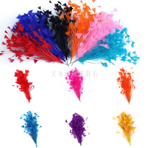 Factory Direct Sales Turkey Feather Tearing Triangle Iron Wire Feather Pattern Stage Headdress Dress up Wedding Dress Home Materials