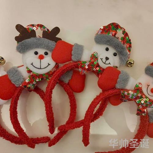 圣诞节发箍头扣卡通圣诞带灯头箍头饰圣诞装饰品圣诞礼物单个包装
