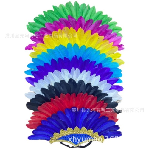 厂家批发异域风情真羽毛头饰头带舞台表演舞会道具服装配饰