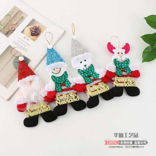 nordic style christmas tree pendant accessories hanging decorations santa claus snowman elk doll puppet children‘s doll ornaments