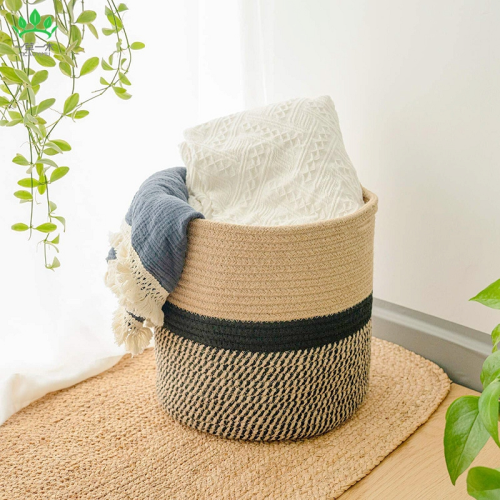 20cm cotton string woven flower pot storage basket crafts storage basket green plant pot basket