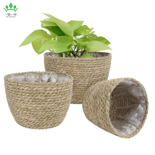 straw baskets flowerpot pot creative bamboo basket knitted basket rattan plant bamboo woven flower basket bamboo basket decoration