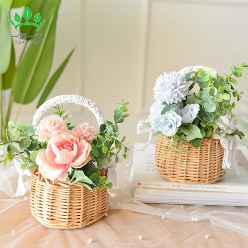 flower basket rattan woven hand-carrying knitting flower crafts floral flower shop basket flower basket portable flower arrangement flower basket handmade