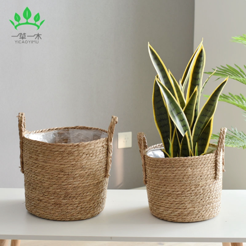 extra large straw woven flowerpot extra large bonsai greenery flower basket plant basket woven high basin indoor bonsai