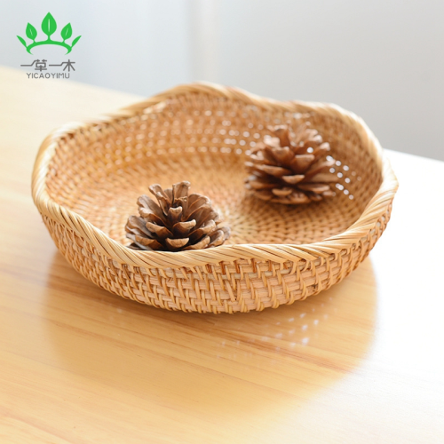 vietnam rattan woven fruit storage basket wave-shaped household kitchen steamed bread basket vegetable draining basket picnic bamboo woven guest