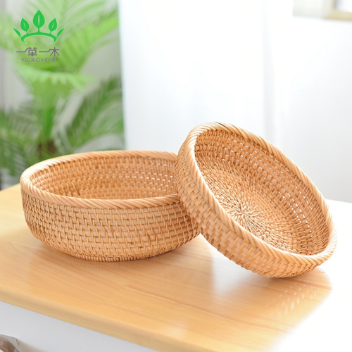 rattan handmade storage basket fruit and vegetable draining household living room and kitchen snack basket storage basket bread basket snacks