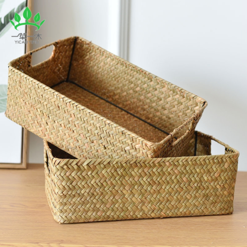 rectangular storage basket storage basket bamboo basket storage decoration basket straw basket knitted basket large bamboo basket