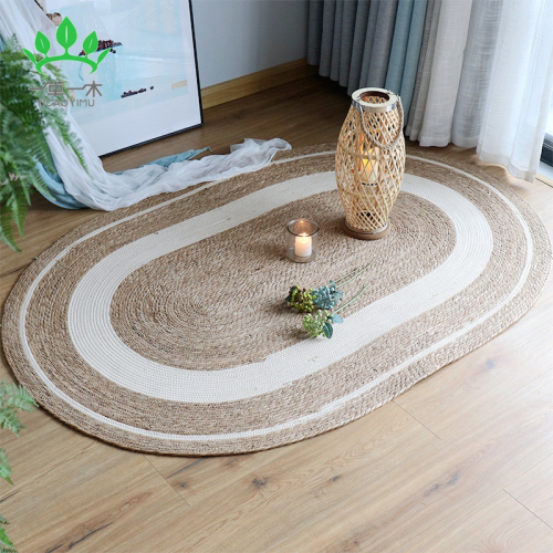 rattan papyrus straw rope oval carpet floor mat bedroom homestay hotel sample room decoration mat wool internet celebrity