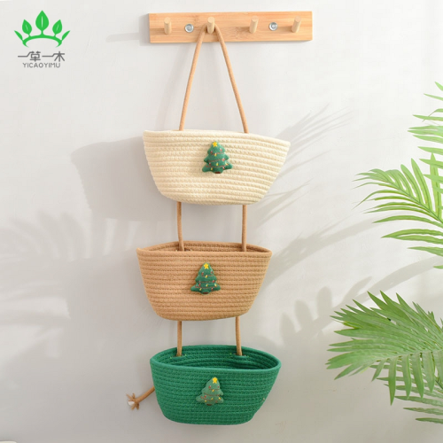 christmas tree three-layer storage rack bedroom and living room decoration hanging basket cute handcraft flower basket hallway hanging storage basket