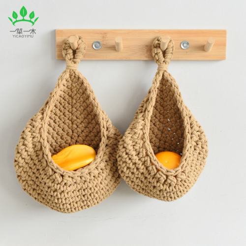 water drop net bag hand-woven bird nest net cotton string hemp rope crocheted fruit storage bag vegetable plant wall hanging bag