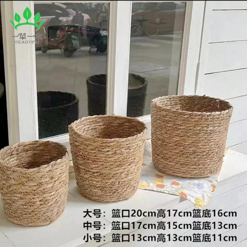 straw woven handcraft flower basket flower pot coats basket table decorative ornaments rattan basket green plant straw woven storage basket bridesmaid