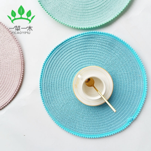 round cotton yarn placemat cotton ball side heat proof mat ramie woven placemat shooting props creative home kitchen placemat