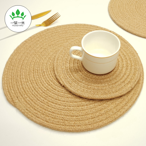 simple linen heat proof mat kitchen unit thickened heat insulation placemat hemp rope mat dish mat western restaurant jute mat