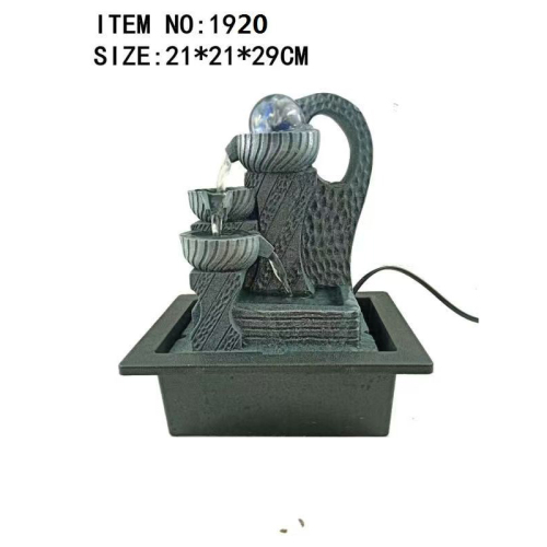 小型流水摆件循环水客厅中式加湿器家用桌面水晶球水车水轮造景