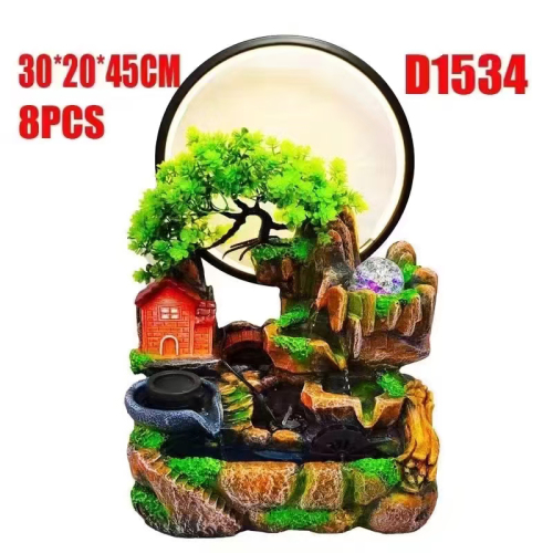 新中式简约客厅水幕墙循环流水摆件喷泉景观电视柜办公生财水轮球