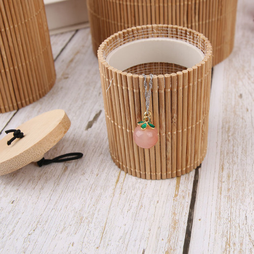 创意竹帘首饰盒 耳钉首饰盒饰品收纳盒木质首饰盒 珠宝首饰收纳盒