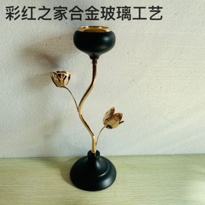 Lightly Mature Flower Branch Alloy Candlestick Dining Table Living Room Decoration Candlelight Dinner Creative Props Ornaments