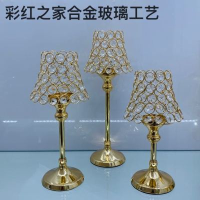 Alloy Crystal Candlestick Wedding Ornament Decoration Light Luxury Decoration Candlelight Dinner Props Decoration