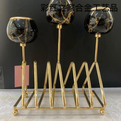 Affordable Luxury Style 3-Head Candlelight Dinner Candlestick Living Room Showcase Design Decoration Creative Products