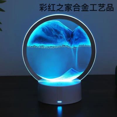 Light Luxury Desktop Quicksand Painting Decoration Dynamic Hourglass Lamp 3D Stereo Small Night Lamp Creative Decompression Table Lamp Bedroom