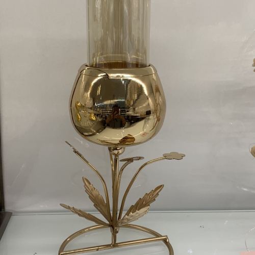 轻奢风金属花朵烛台客厅茶几摆设书架摆件生日派对烛光晚餐烛台