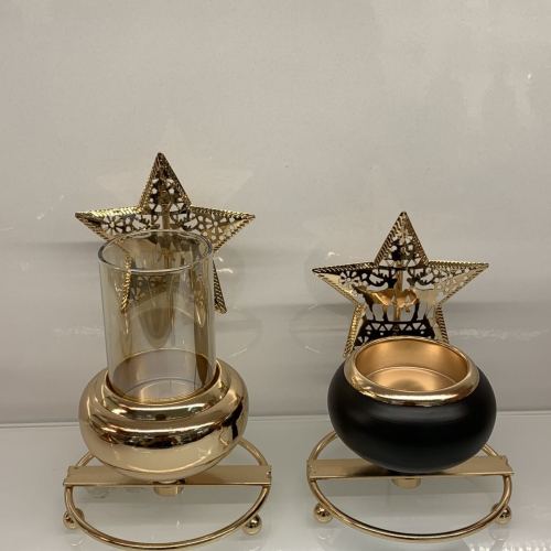 轻奢风五角星金属烛台客厅书房摆件生日烛光晚餐道具