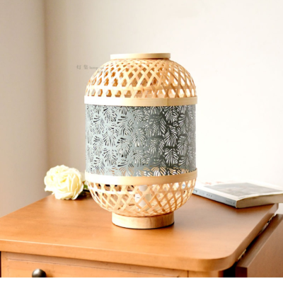 Chinese Style Handmade Woven Lamp Bamboo Lantern Iron Lamp Personalized B & B Leaves Hollow out Decorative Crafts