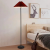 Pleated Floor Lamp Simple Mid-Ancient Living Room Bedroom Floor Lamp Nordic Decoration Bedside Atmosphere Straight Rod Fabric Lamp
