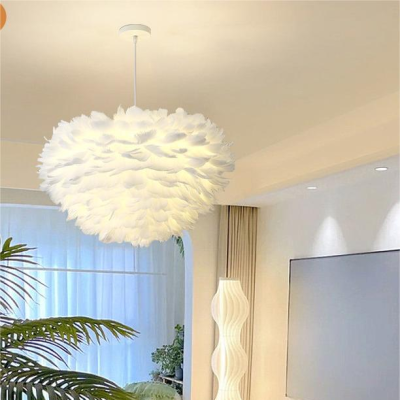 Cream Style Bedroom Feather Chandelier Modern Master Bedroom Lamp Room Lamp Ins Feather Lamp Princess Homeowner Lamp