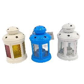 Cute Candlestick Blue White Romantic Fragrance Lamp Cover Barn Lantern Portable Lantern