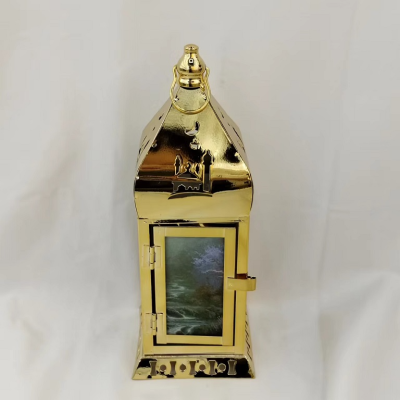 Ramadan Lantern Gold Lantern Glass Candle Holder