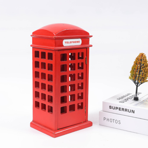 新款复古仿真电话亭装饰品创意外贸电话亭储蓄罐摆件节日礼物批发
