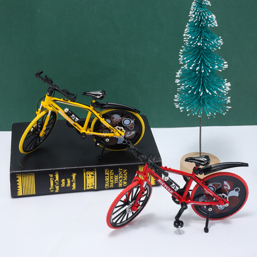 合金自行车模型折叠单车儿童玩具仿真脚踏车公路山地车金属摆件