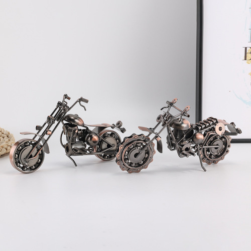 客厅哈罗摩托车摆件 餐厅橱窗铁艺摩托车链条 创意金属工艺品摆件