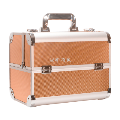 Guanyu New Popular Aluminum Double-Open 2-Layer Cosmetic Case Make up Specialist Portable Suitcase