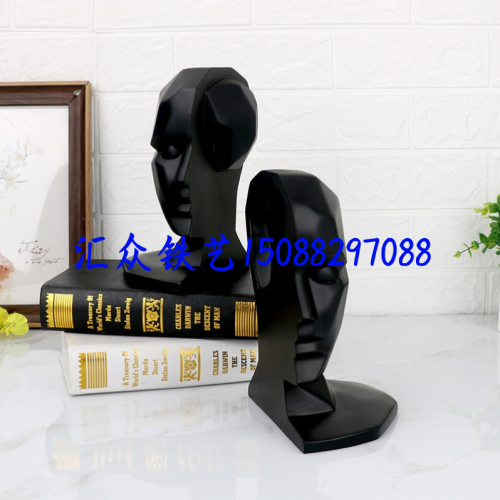 Creative Villa Showroom Black with Human Head Face Bookend Book Push Book Stand Home Decoration Abstract Decoration Decoration
