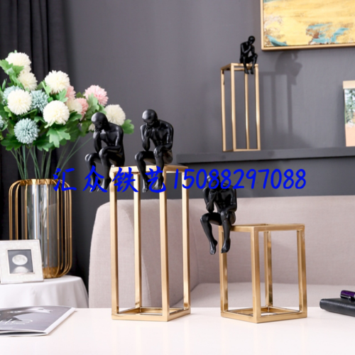 Modern Minimalist Creative Black Figure Decoration Carry Circle People Sales Department Hotel Home Abstract Soft Ornaments