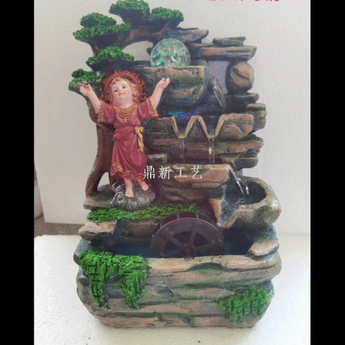 圣母耶稣人偶喷泉流水树脂假山摆件