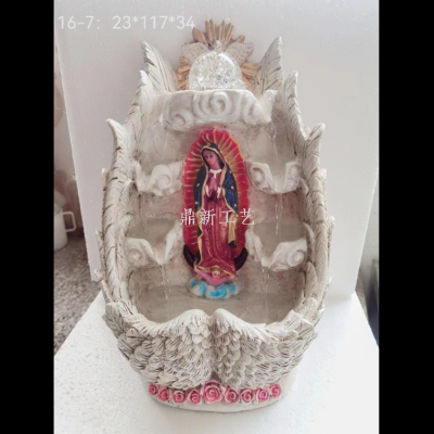 Virgin Jesus Doll Fountain Water Resin Rockery Ornaments