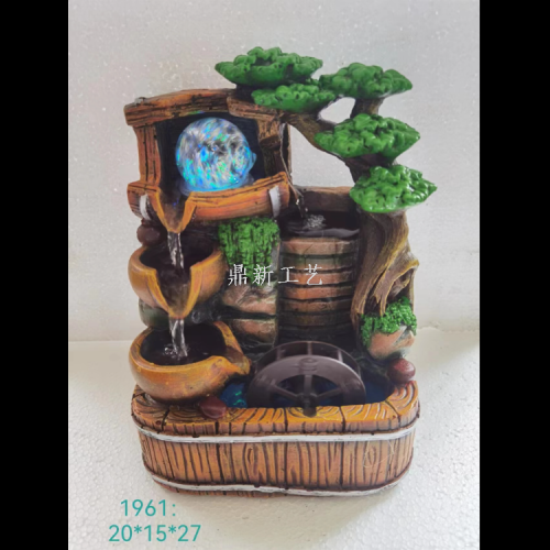 树脂流水假山喷泉落地摆设客厅办公室加湿雾化厂家直销来样定做