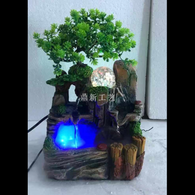 Resin Water Rockery Fountain Floor Decoration Living Room Office Humidification Atomization Factory Direct Sales Customization as Request