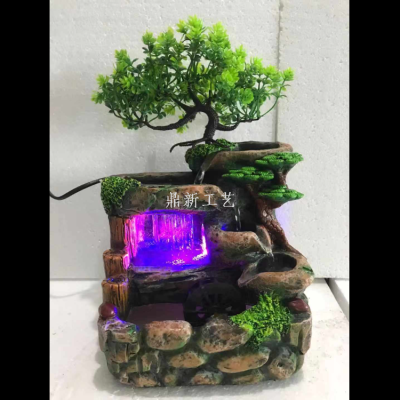 Resin Water Rockery Fountain Floor Decoration Living Room Office Humidification Atomization Factory Direct Sales Customization as Request